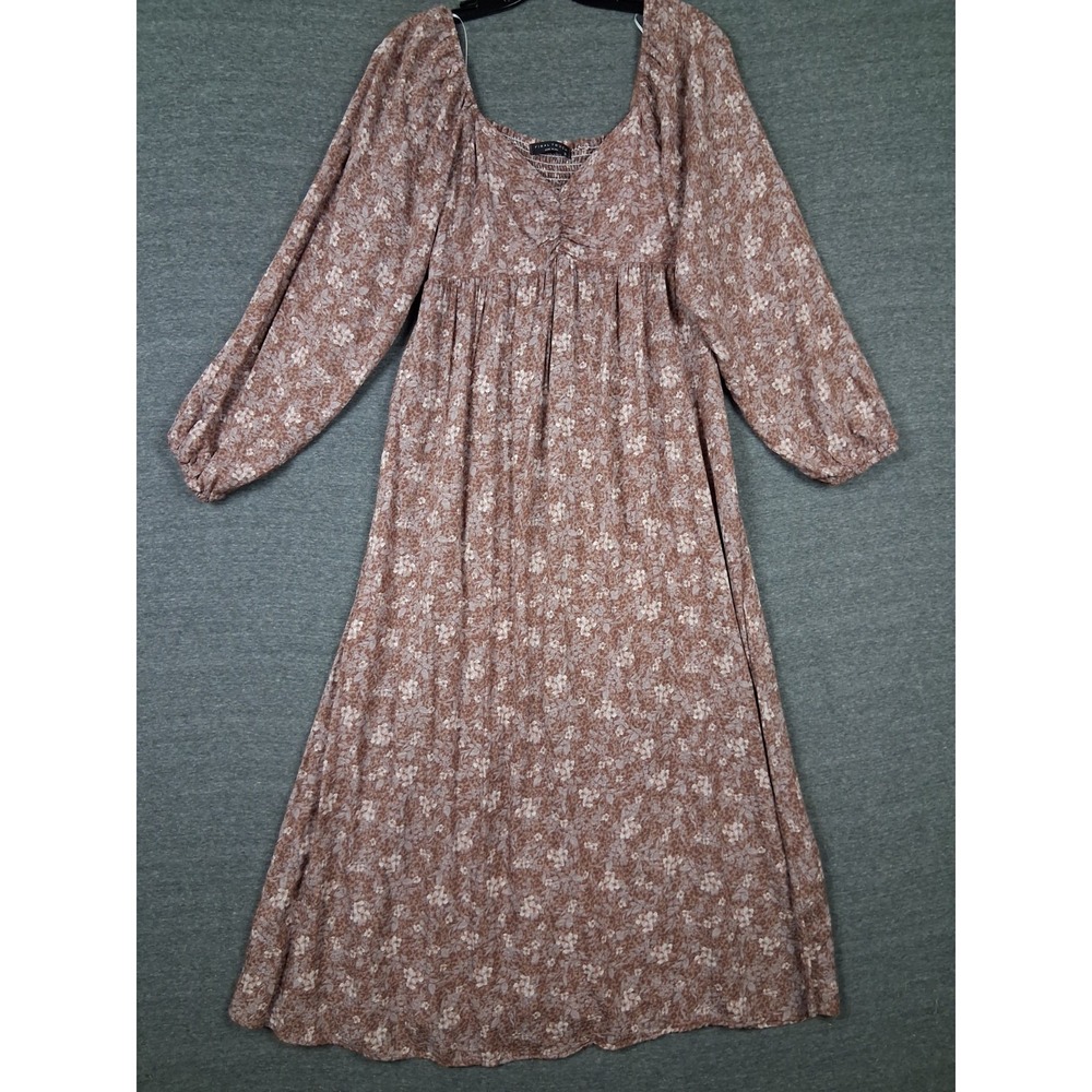 Final Touch Womens Dress S Brown Floral Maxi Boho Western Prairie Cottage Core